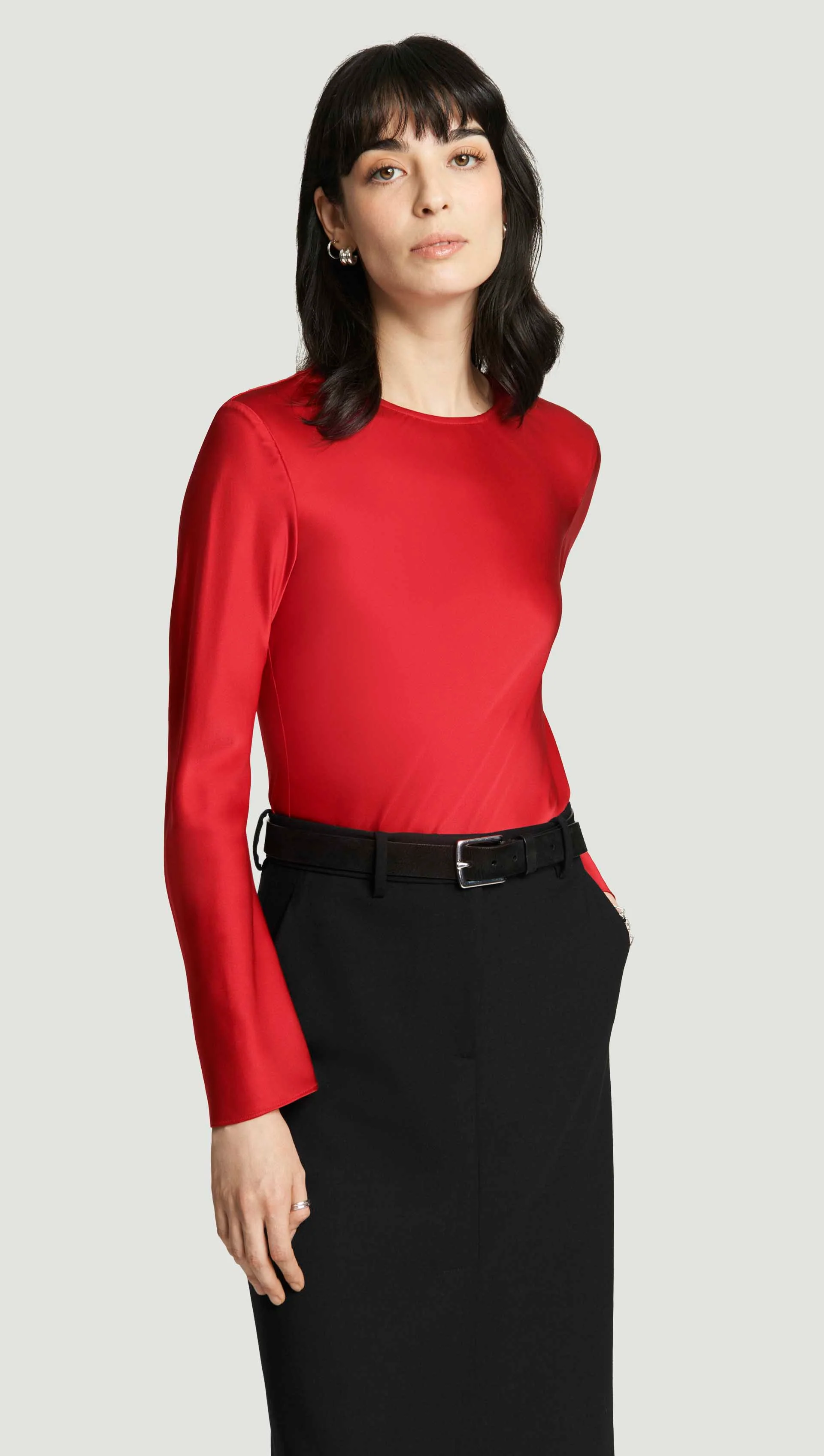 Colorway Longsleeve Bias Top in Silk Charmeuse